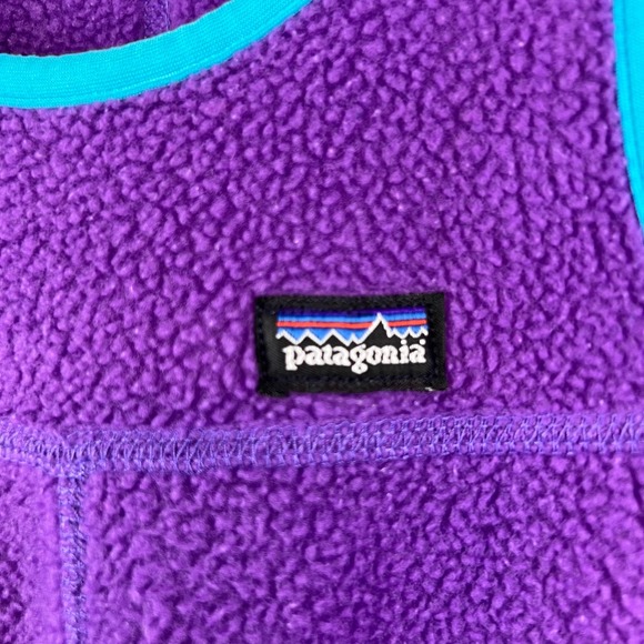 Vintage Patagonia Fleece One Piece Baby Bibs Overalls Blue Purple 2T Made In USA - Picture 4 of 11